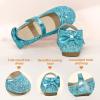 imagePANDANINJIA ToddlerLittle Kid Girls Angela Dress Mary Jane Ballet Flats Bow Flower Girl Wedding Party Ballerina Flat ShoesBluesequin