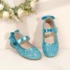 imagePANDANINJIA ToddlerLittle Kid Girls Angela Dress Mary Jane Ballet Flats Bow Flower Girl Wedding Party Ballerina Flat ShoesBluesequin