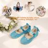 imagePANDANINJIA ToddlerLittle Kid Girls Angela Dress Mary Jane Ballet Flats Bow Flower Girl Wedding Party Ballerina Flat ShoesBluesequin