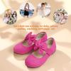 imagePANDANINJIA ToddlerLittle Kid Girls Angela Dress Mary Jane Ballet Flats Bow Flower Girl Wedding Party Ballerina Flat ShoesHotpinkesuede
