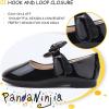 imagePANDANINJIA ToddlerLittle Kid Girls Angela Dress Mary Jane Ballet Flats Bow Flower Girl Wedding Party Ballerina Flat ShoesM Black Patent