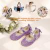 imagePANDANINJIA ToddlerLittle Kid Girls Angela Dress Mary Jane Ballet Flats Bow Flower Girl Wedding Party Ballerina Flat ShoesPurplesequin