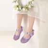 imagePANDANINJIA ToddlerLittle Kid Girls Angela Dress Mary Jane Ballet Flats Bow Flower Girl Wedding Party Ballerina Flat ShoesPurplesequin