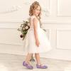 imagePANDANINJIA ToddlerLittle Kid Girls Angela Dress Mary Jane Ballet Flats Bow Flower Girl Wedding Party Ballerina Flat ShoesPurplesequin