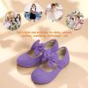 imagePANDANINJIA ToddlerLittle Kid Girls Angela Dress Mary Jane Ballet Flats Bow Flower Girl Wedding Party Ballerina Flat ShoesPurplesuede