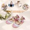 imagePANDANINJIA ToddlerLittle Kid Girls Angela Dress Mary Jane Ballet Flats Bow Flower Girl Wedding Party Ballerina Flat ShoesRainbowglitter