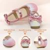 imagePANDANINJIA ToddlerLittle Kid Girls Angela Dress Mary Jane Ballet Flats Bow Flower Girl Wedding Party Ballerina Flat ShoesRainbowglitter