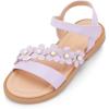 imagePANDANINJIA Gina Girls Sandals Open Toe Summer Flats Dress Sandals Shoes ToddlerLittle KidBig KidPurplepu