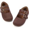 imagePANDANINJIA Toddler Girl Dress Shoes Mary Jane Flats Little Kid Flower Girl School Church ShoesDarkbrownsuede