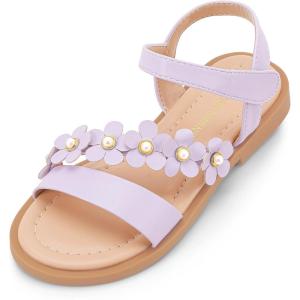 imagePANDANINJIA Gina Girls Sandals Open Toe Summer Flats Dress Sandals Shoes ToddlerLittle KidBig KidPurplepu