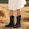 imagePANDANINJIA Girls Cowgirl Boots Mid Calf Sequin Cowboy Boots Toddler Little Big Kids Round Toe Western Riding Horse Shoes BootiesBlacksequin