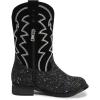 imagePANDANINJIA Girls Cowgirl Boots Mid Calf Sequin Cowboy Boots Toddler Little Big Kids Round Toe Western Riding Horse Shoes BootiesBlacksequin