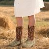 imagePANDANINJIA Girls Cowgirl Boots Mid Calf Sequin Cowboy Boots Toddler Little Big Kids Round Toe Western Riding Horse Shoes BootiesGoldsequin