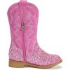imagePANDANINJIA Girls Cowgirl Boots Mid Calf Sequin Cowboy Boots Toddler Little Big Kids Round Toe Western Riding Horse Shoes BootiesPinksequin