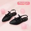 imagePANDANINJIA Girls Dress Shoes Sandals Pointed Toe Dress SandalsBlack