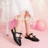 imagePANDANINJIA Girls Dress Shoes Sandals Pointed Toe Dress SandalsBlack