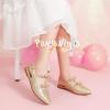 imagePANDANINJIA Girls Dress Shoes Sandals Pointed Toe Dress SandalsGold Glitter