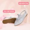 imagePANDANINJIA Girls Dress Shoes Sandals Pointed Toe Dress SandalsSilver Glitter
