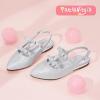 imagePANDANINJIA Girls Dress Shoes Sandals Pointed Toe Dress SandalsSilver Glitter