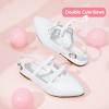 imagePANDANINJIA Girls Dress Shoes Sandals Pointed Toe Dress SandalsWhite Pu
