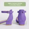 imagePANDANINJIA Girls Heels Dress Shoes Flower Girl Closed Toe Heels Ankle Strap Wedding Party School Miya Toddler Little Big Kid Pump ShoesPurple Suede