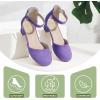 imagePANDANINJIA Girls Heels Dress Shoes Flower Girl Closed Toe Heels Ankle Strap Wedding Party School Miya Toddler Little Big Kid Pump ShoesPurple Suede
