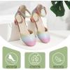imagePANDANINJIA Girls Heels Dress Shoes Flower Girl Closed Toe Heels Ankle Strap Wedding Party School Miya Toddler Little Big Kid Pump ShoesRainbow Glitter