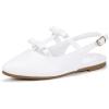 imagePANDANINJIA Girls Dress Shoes Sandals Pointed Toe Dress SandalsWhite Pu