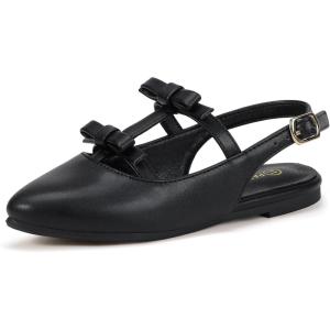 imagePANDANINJIA Girls Dress Shoes Sandals Pointed Toe Dress SandalsBlack