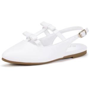 imagePANDANINJIA Girls Dress Shoes Sandals Pointed Toe Dress SandalsWhite Pu