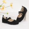 imagePANDANINJIA Naomi Girls Dress Shoes Mary Jane Ballet Flats Flower Girl Wedding Party Communion Shoes for Toddler Little Kid Big KidBlacksuede
