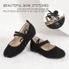 imagePANDANINJIA Naomi Girls Dress Shoes Mary Jane Ballet Flats Flower Girl Wedding Party Communion Shoes for Toddler Little Kid Big KidBlacksuede