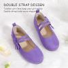 imagePANDANINJIA Naomi Girls Dress Shoes Mary Jane Ballet Flats Flower Girl Wedding Party Communion Shoes for Toddler Little Kid Big KidPurplesuede