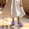 imagePANDANINJIA Naomi Girls Dress Shoes Mary Jane Ballet Flats Flower Girl Wedding Party Communion Shoes for Toddler Little Kid Big KidPurplesuede