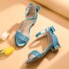 imagePANDANINJIA Girls Dress Shoes Toddler Kids Heels Sandals Ankle Strap Wedding Party Phoebe Flower Girl ShoesBluesequin