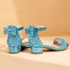 imagePANDANINJIA Girls Dress Shoes Toddler Kids Heels Sandals Ankle Strap Wedding Party Phoebe Flower Girl ShoesBluesequin