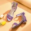 imagePANDANINJIA Girls Dress Shoes Toddler Kids Heels Sandals Ankle Strap Wedding Party Phoebe Flower Girl ShoesPurplesequin