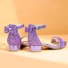 imagePANDANINJIA Girls Dress Shoes Toddler Kids Heels Sandals Ankle Strap Wedding Party Phoebe Flower Girl ShoesPurplesequin