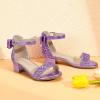 imagePANDANINJIA Girls Dress Shoes Toddler Kids Heels Sandals Ankle Strap Wedding Party Phoebe Flower Girl ShoesPurplesequin