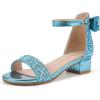 imagePANDANINJIA Girls Dress Shoes Toddler Kids Heels Sandals Ankle Strap Wedding Party Phoebe Flower Girl ShoesBluesequin