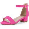 imagePANDANINJIA Girls Dress Shoes Toddler Kids Heels Sandals Ankle Strap Wedding Party Phoebe Flower Girl ShoesHot Pink Suede