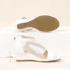imagePANDANINJIA Girls Sandals Low Heels Round Open Toe Girls Flower Shoes Ankle Strap Wedding Party Little Big Kids Dress ShoesWhite Pu