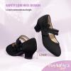 imagePANDANINJIA Girls Dress Shoes Kids Toddler Heels Pumps Flower Girl Mary Jane School Wedding Party Princess ShoesBlack Suede