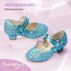 imagePANDANINJIA Girls Dress Shoes Kids Toddler Heels Pumps Flower Girl Mary Jane School Wedding Party Princess ShoesC Blue Sequin