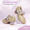 imagePANDANINJIA Girls Dress Shoes Kids Toddler Heels Pumps Flower Girl Mary Jane School Wedding Party Princess ShoesC Gold Sequin