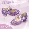 imagePANDANINJIA Girls Dress Shoes Kids Toddler Heels Pumps Flower Girl Mary Jane School Wedding Party Princess ShoesC Purple Sequin