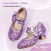 imagePANDANINJIA Girls Dress Shoes Kids Toddler Heels Pumps Flower Girl Mary Jane School Wedding Party Princess ShoesC Purple Sequin