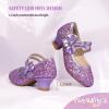 imagePANDANINJIA Girls Dress Shoes Kids Toddler Heels Pumps Flower Girl Mary Jane School Wedding Party Princess ShoesC Purple Sequin