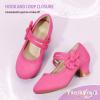 imagePANDANINJIA Girls Dress Shoes Kids Toddler Heels Pumps Flower Girl Mary Jane School Wedding Party Princess ShoesFuchsia Suede