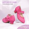 imagePANDANINJIA Girls Dress Shoes Kids Toddler Heels Pumps Flower Girl Mary Jane School Wedding Party Princess ShoesFuchsia Suede